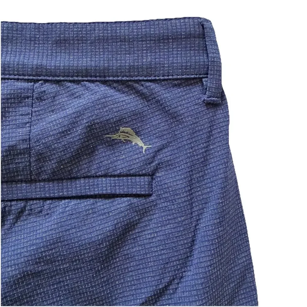 Tommy Bahama Mens Navy Blue Logo Patterned Performance Shorts Sz 40 EUC